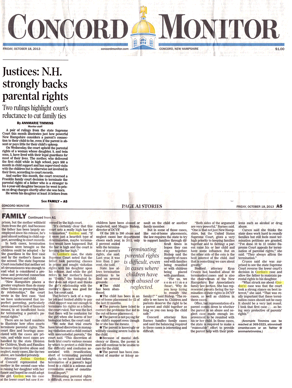 Justices; N.H. strongly backs parental rights